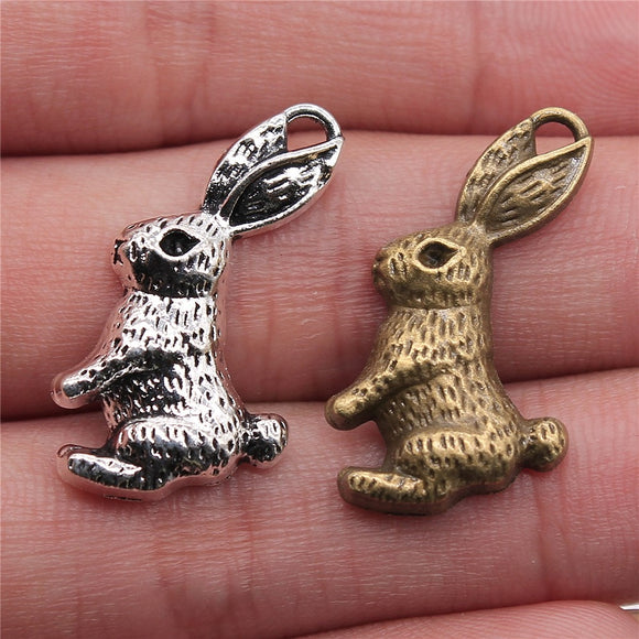 WYSIWYG 4pcs 29x19mm Pendant Rabbit Rabbit Charm Pendants For Jewelry Making Antique Silver Color Rabbit Pendants
