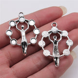 WYSIWYG 4pcs 30x40mm 7 Chakra Yoga Idols Pendant Charms Antique Silver Color For Jewelry Making Zinc Alloy Jewelry Findings