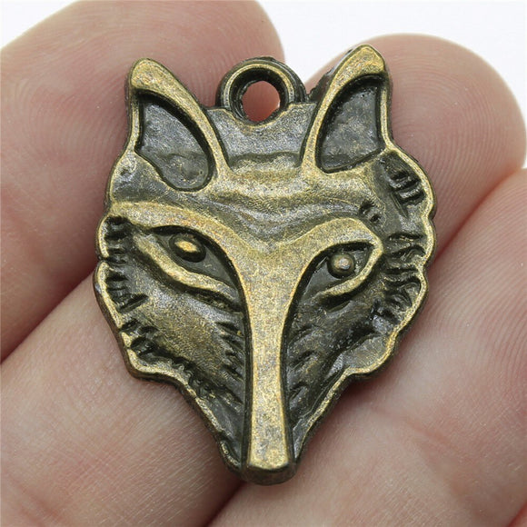 WYSIWYG 4pcs 31x24mm Vintage Wolf Head Pendants Charm For Jewelry Making Antique Bronze Color Wolf Pendants Charm Wolf Animal