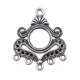 WYSIWYG 4pcs 31x26mm Porous Earring Connector For Jewelry Making Antique Silver Color Fit 10mm Cabochon
