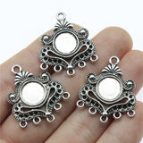 WYSIWYG 4pcs 31x26mm Porous Earring Connector For Jewelry Making Antique Silver Color Fit 10mm Cabochon
