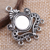 WYSIWYG 4pcs 31x26mm Porous Earring Connector For Jewelry Making Antique Silver Color Fit 10mm Cabochon