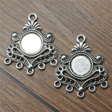 WYSIWYG 4pcs 31x26mm Porous Earring Connector For Jewelry Making Antique Silver Color Fit 10mm Cabochon