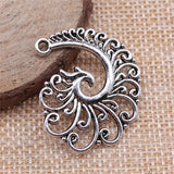 WYSIWYG 4pcs 31x32mm Filigree Spiral Phoenix Antique Silver Color Metal Alloy Jewelry Findings Diy Accessories