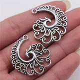 WYSIWYG 4pcs 31x32mm Filigree Spiral Phoenix Antique Silver Color Metal Alloy Jewelry Findings Diy Accessories