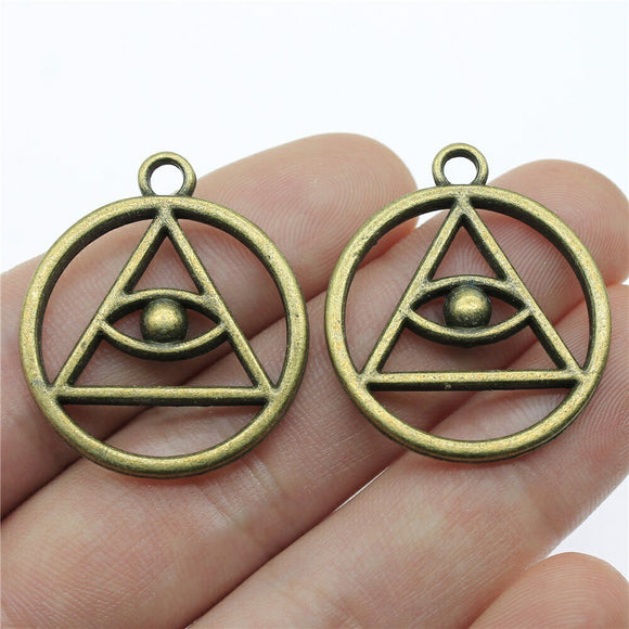 WYSIWYG 4pcs 32x28mm Antique Bronze Color All-Seeing Eye Charms For Jewelry Making