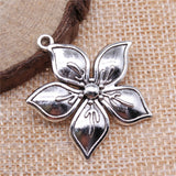 WYSIWYG 4pcs 33x31mm 2 Colors Antique Bronze Plated Flower Charm Flower Pendants Charm Flower Charm Pendants