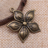 WYSIWYG 4pcs 33x31mm 2 Colors Antique Bronze Plated Flower Charm Flower Pendants Charm Flower Charm Pendants