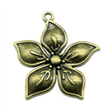 WYSIWYG 4pcs 33x31mm 2 Colors Antique Bronze Plated Flower Charm Flower Pendants Charm Flower Charm Pendants