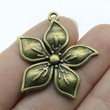 WYSIWYG 4pcs 33x31mm 2 Colors Antique Bronze Plated Flower Charm Flower Pendants Charm Flower Charm Pendants