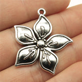 WYSIWYG 4pcs 33x31mm 2 Colors Antique Bronze Plated Flower Charm Flower Pendants Charm Flower Charm Pendants