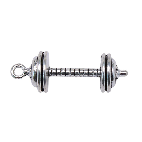 WYSIWYG 4pcs 34x11x11mm Barbell Charms Antique Silver Color Pendant Charms Jewelry Findings For Jewelry Making