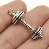 WYSIWYG 4pcs 34x11x11mm Barbell Charms Antique Silver Color Pendant Charms Jewelry Findings For Jewelry Making