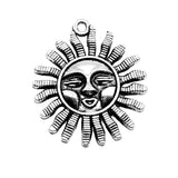 WYSIWYG 4pcs 34x29mm Sun Face Charm Pendants For Jewelry Making Antique Silver Color Sun Pendants