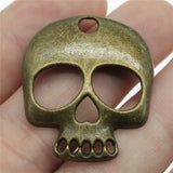WYSIWYG 4pcs 34x30mm 2 Colors Antique Silver Color Antique Bronze Plated Pendants Skull Charm Skull Men Charm