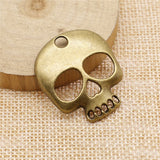 WYSIWYG 4pcs 34x30mm 2 Colors Antique Silver Color Antique Bronze Plated Pendants Skull Charm Skull Men Charm