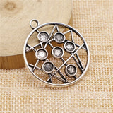 WYSIWYG 4pcs 34x38mm 7 Chakra Round Pendant Charms Antique Silver Color For Jewelry Making Zinc Alloy Jewelry Findings