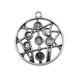 WYSIWYG 4pcs 34x38mm 7 Chakra Round Pendant Charms Antique Silver Color For Jewelry Making Zinc Alloy Jewelry Findings