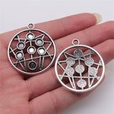 WYSIWYG 4pcs 34x38mm 7 Chakra Round Pendant Charms Antique Silver Color For Jewelry Making Zinc Alloy Jewelry Findings