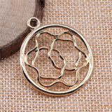 WYSIWYG 4pcs 34x40mm Flower Charms Electrophoresis KC Gold Color Plated For DIY Jewelry Making Charms Pendant Jewelry Findings