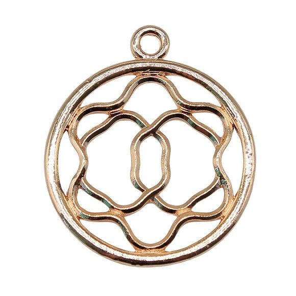 WYSIWYG 4pcs 34x40mm Flower Charms Electrophoresis KC Gold Color Plated For DIY Jewelry Making Charms Pendant Jewelry Findings