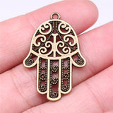 WYSIWYG 4pcs 35x24mm Hamsa Hand Charms Pendant For Jewelry Making 2 Colors Antique Bronze Plated Alloy Charms