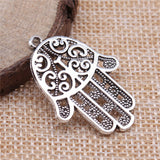 WYSIWYG 4pcs 35x24mm Hamsa Hand Charms Pendant For Jewelry Making 2 Colors Antique Bronze Plated Alloy Charms