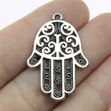 WYSIWYG 4pcs 35x24mm Hamsa Hand Charms Pendant For Jewelry Making 2 Colors Antique Bronze Plated Alloy Charms