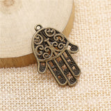 WYSIWYG 4pcs 35x24mm Hamsa Hand Charms Pendant For Jewelry Making 2 Colors Antique Bronze Plated Alloy Charms