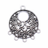 WYSIWYG 4pcs 35x28mm Antique Silver Color Round Earring Connector For Jewelry Making DIY Jewelry Findings
