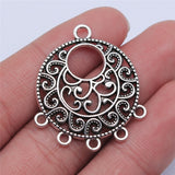 WYSIWYG 4pcs 35x28mm Antique Silver Color Round Earring Connector For Jewelry Making DIY Jewelry Findings