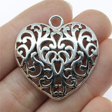 WYSIWYG 4pcs 35x35mm Big Filigree Heart Charm Pendants DIY Jewelry Making Filigree Heart Pendants Charm For Necklace Making EF3735