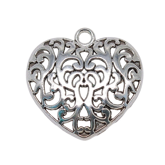 WYSIWYG 4pcs 35x35mm Big Filigree Heart Charm Pendants DIY Jewelry Making Filigree Heart Pendants Charm For Necklace Making EF3735