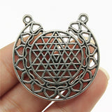 WYSIWYG 4pcs 35x35mm Sri Yantra Pattern Charms For Jewelry Making Antique Silver Color Charm Jewelry Accessories