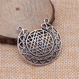 WYSIWYG 4pcs 35x35mm Sri Yantra Pattern Charms For Jewelry Making Antique Silver Color Charm Jewelry Accessories
