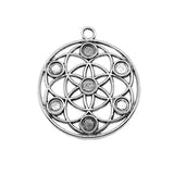 WYSIWYG 4pcs 35x39mm Flower Of Life Chakra Charms Antique Silver Color For Jewelry Making Charms Pendant DIY Jewelry Findings