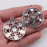 WYSIWYG 4pcs 35x39mm Flower Of Life Chakra Charms Antique Silver Color For Jewelry Making Charms Pendant DIY Jewelry Findings