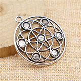 WYSIWYG 4pcs 35x39mm Flower Of Life Chakra Charms Antique Silver Color For Jewelry Making Charms Pendant DIY Jewelry Findings