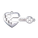 WYSIWYG 4pcs 36x25mm Best Friend Heart Key Charms Antique Silver Color Pendant Charms For Jewelry Making Jewelry Findings