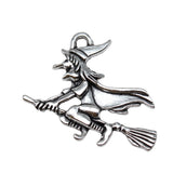 WYSIWYG 4pcs 36x34mm Witch On Broomstick Halloween Charm Pendants For Jewelry Making Magician Pendants Charm Wizard