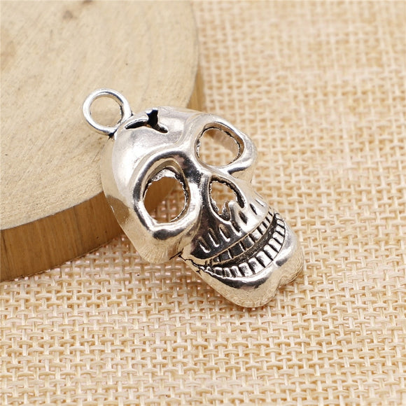 WYSIWYG 4pcs 37x22mm Skull Charms DIY Jewelry Findings Antique Silver Color Antique Bronze Color For Jewelry Making