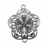 WYSIWYG 4pcs 37x31mm Antique Silver Color Hollow Flower Connector Charms For Jewelry Making DIY Jewelry Findings