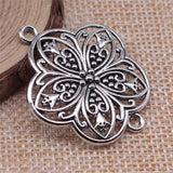 WYSIWYG 4pcs 37x31mm Antique Silver Color Hollow Flower Connector Charms For Jewelry Making DIY Jewelry Findings