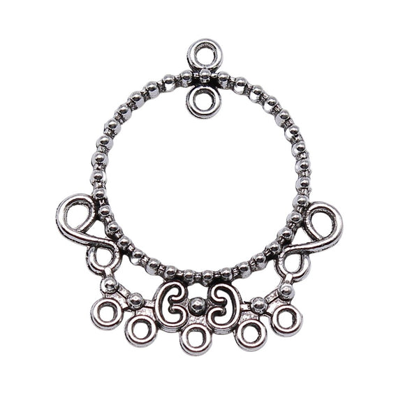 WYSIWYG 4pcs 37x32mm 2 Colors Round Porous Earring Connector Jewelry Making Round Earring Connectors Charm Earrings Connector