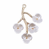 WYSIWYG 4pcs 38x28mm KC Gold Color Flower Branch Charms Pendant For Jewelry Making Earring Making Accessories