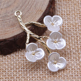 WYSIWYG 4pcs 38x28mm KC Gold Color Flower Branch Charms Pendant For Jewelry Making Earring Making Accessories