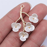 WYSIWYG 4pcs 38x28mm KC Gold Color Flower Branch Charms Pendant For Jewelry Making Earring Making Accessories