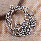 WYSIWYG 4pcs 38x34mm Hollow Round Flower For Earring Making Jewelry Findings For Jewelry Making