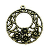 WYSIWYG 4pcs 38x34mm Hollow Round Flower For Earring Making Jewelry Findings For Jewelry Making
