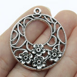 WYSIWYG 4pcs 38x34mm Hollow Round Flower For Earring Making Jewelry Findings For Jewelry Making